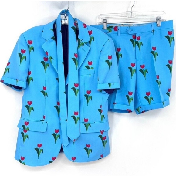 Opposuit tulip print summer suit with matching shorts and tie. - Picture 2 of 11